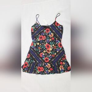 NWT! Olivaceous Geometric Bold Floral Boho Print Women's Mini Dress Size Medium